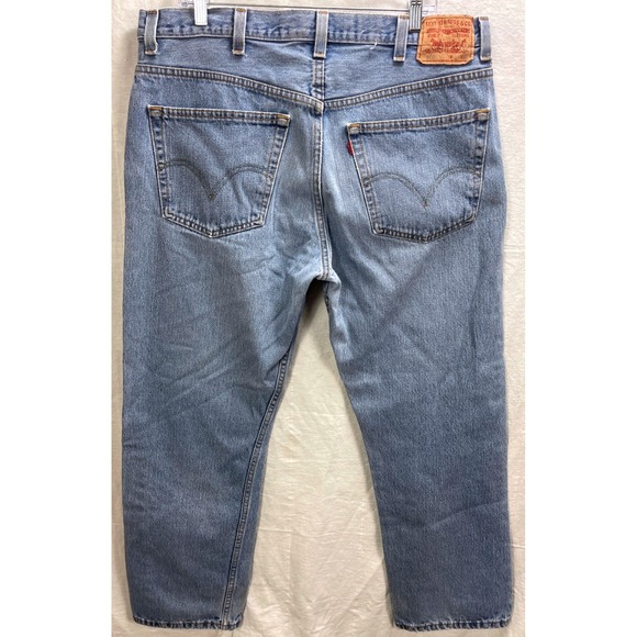 Levis 505 Regular Fit Mens Jeans Vintage W38 L30 Light Wash Blue Denim Pants - Picture 3 of 11